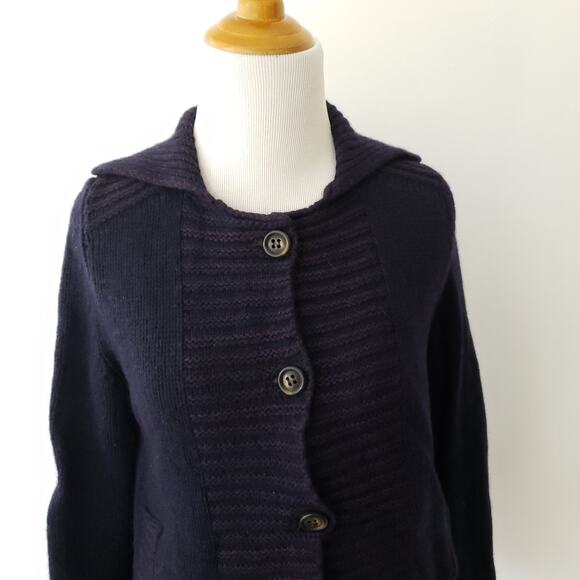 AG Adriano Goldschmied Chunky Knit Cardigan Limited Wool Italy Purple Women XS - Picture 4 of 10